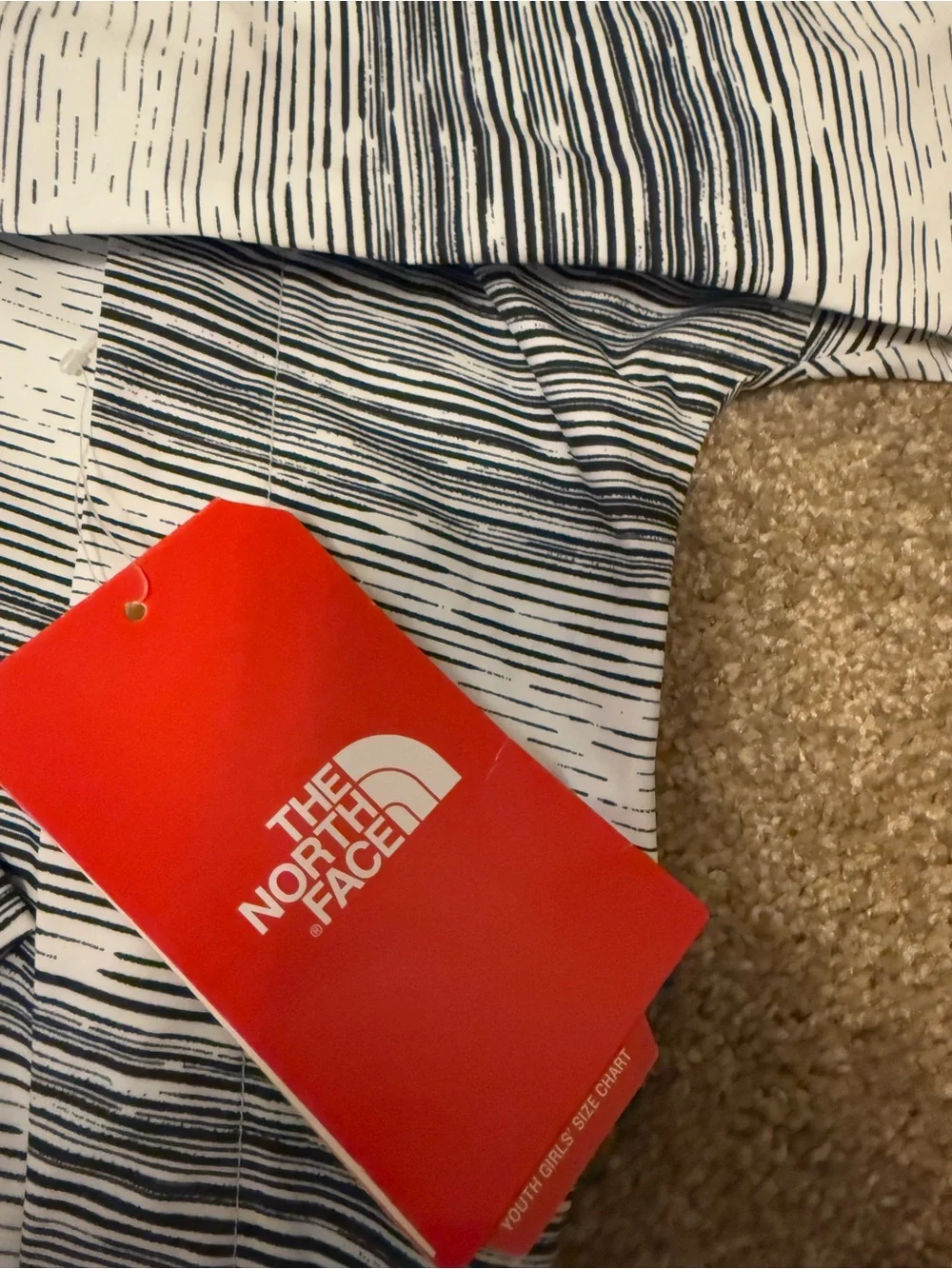 The‎ North Face Hooded Anorak Jacket - White & black Stripe